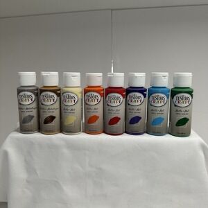 Testors Craft Acrylic Paint Lot Of 8: 6 Matte 2 Metallic Finishes Each 2.0 fl oz